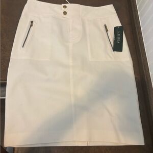 Ralph Lauren Cream Pencil Skirt with Zipper Details
